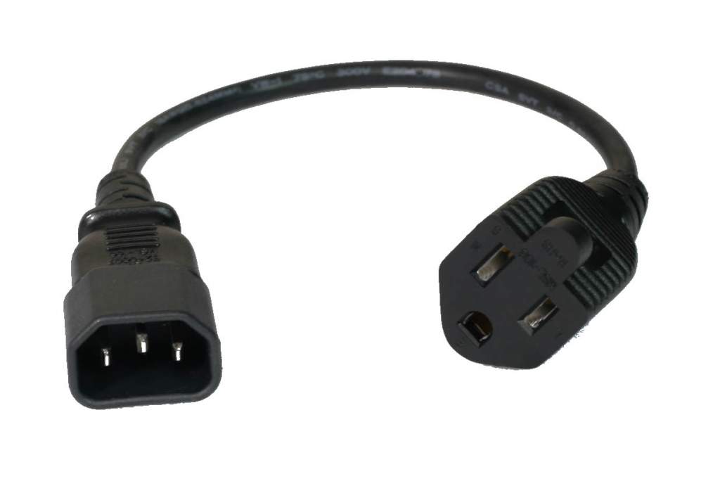 1FT 3-prong TO Computer Power AC Power Adaptor NEMA5-15J IEC320 C14