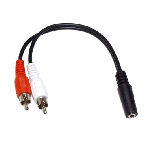3.5mm STEREO JACK SOCKET F TO 2 RCA M CABLE 6IN
