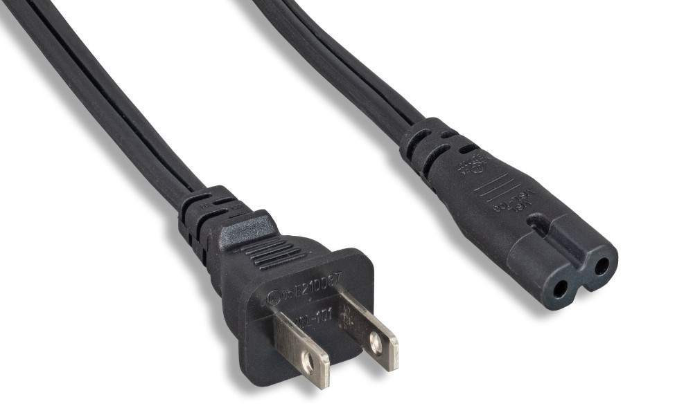 6ft NEMA 1-15P to C7 Notebook Power Cord Cable Non-Polarized 18AWG SPT-2 7A/125V Black